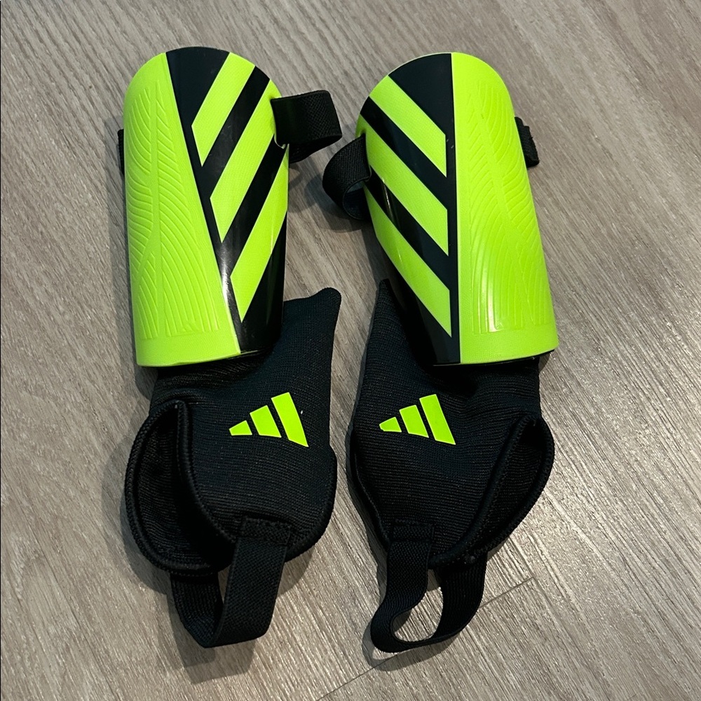 Kids Adidas Bright Yellow and Black Shin Guards